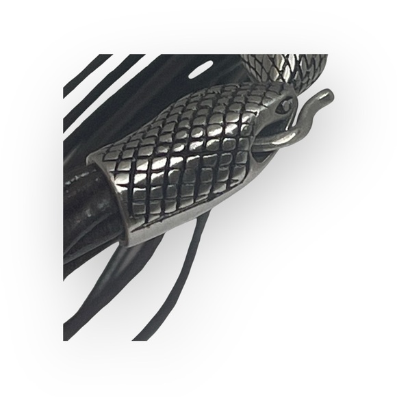 Stainless Steel 𓆙 Snake Multi Strand Leather Bracelet 𓆙 Dark Brown Leather 𓆙 - Picture 3 of 16